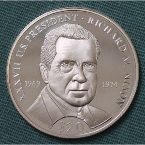 Реверс монеты Либерия, 20 долларов, 2000, Ричард Никсон (1969–1974)