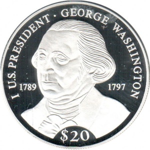 Реверс монеты Либерия, 20 долларов, 2000, Джордж Вашингтон (1789-1797)