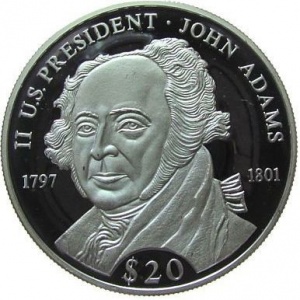 Реверс монеты Либерия, 20 долларов, 2000, Джон Адамс (1797-1801)