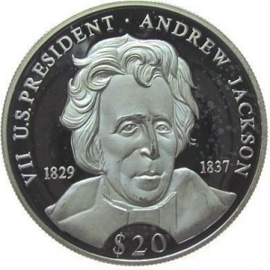 Реверс монеты Либерия, 20 долларов, 2000, Эндрю Джексон (1829-1837)