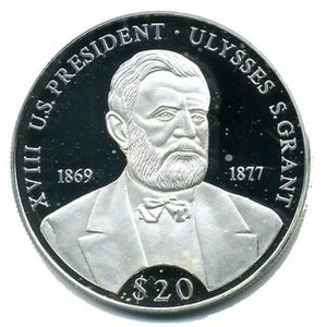 Реверс монеты Либерия, 20 долларов, 2000, Улисс Грант (1869-1877)