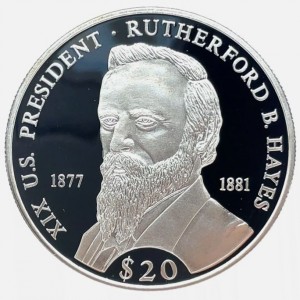 Реверс монеты Либерия, 20 долларов, 2000, Ратерфорд Бёрчард Хейс (1877-1881)