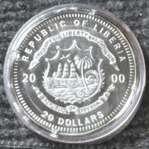 Аверс монеты Либерия, 20 долларов, 2000, Джеймс Абрахам Гарфилд (1881)
