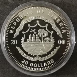 Аверс монеты Либерия, 20 долларов, 2000, Цюрих