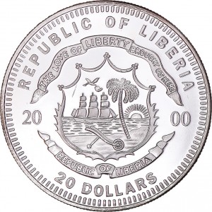 Аверс монеты Либерия, 20 долларов, 2000, Амстердам