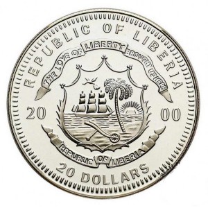 Аверс монеты Либерия, 20 долларов, 2000, История авиации - HK-1