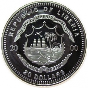 Аверс монеты Либерия, 20 долларов, 2000, Корабли - Nautilus