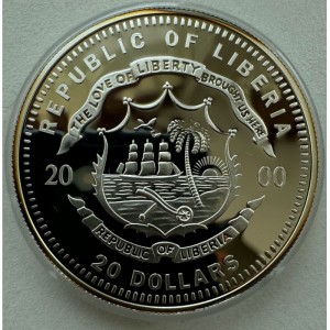 Аверс монеты Либерия, 20 долларов, 2000, Корабли - USS Constitution