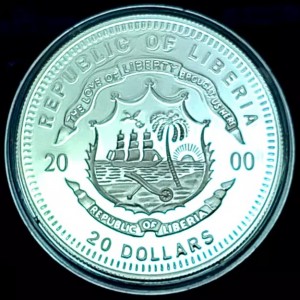 Аверс монеты Либерия, 20 долларов, 2000, Космос - СТС-5