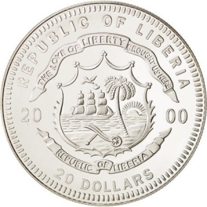 Аверс монеты Либерия, 20 долларов, 2000, Космос - Апполон-13