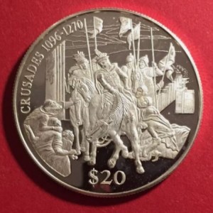 Реверс монеты Либерия, 20 долларов, 2000, Крестовые походы 1096-1270