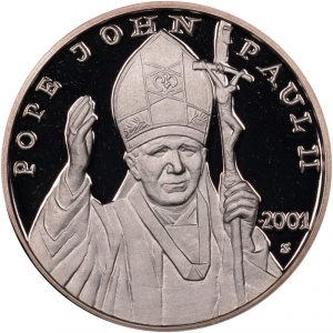Реверс монеты Либерия, 20 долларов, 2001, Иоанн Павел II