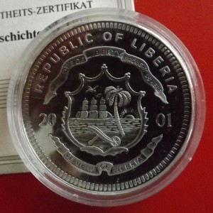 Аверс монеты Либерия, 20 долларов, 2001, Первый Континентальный конгресс
