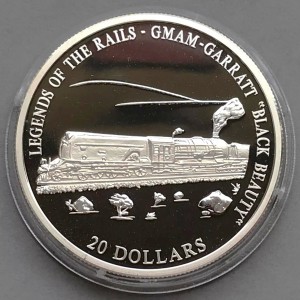 Реверс монеты Либерия, 20 долларов, 2001, GMAM-Garrat "Black Beauty"