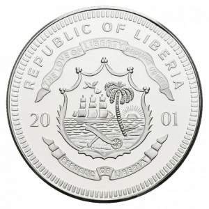 Аверс монеты Либерия, 20 долларов, 2001, Италия
