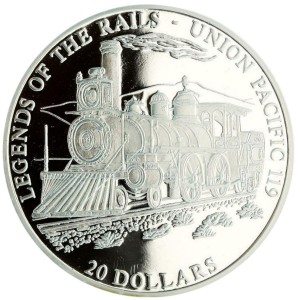 Реверс монеты Либерия, 20 долларов, 2001, Union Pacific No. 119