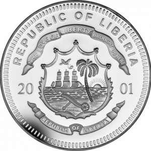 Аверс монеты Либерия, 20 долларов, 2001, Космос - Джемини-3