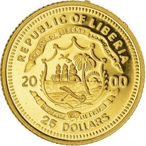 Аверс монеты Либерия, 25 долларов, 2000, Гай Юлий Цезарь