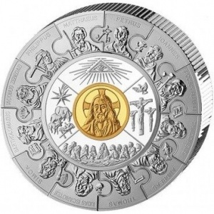 Реверс монеты Либерия, 40 долларов, 2008, Иисус Христос и 12 апостолов