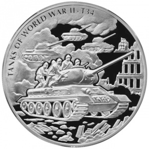 Реверс монеты Либерия, 100 долларов, 2008, Танки второй мировой войны - Т-34