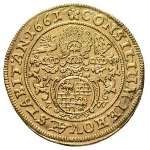 Реверс монеты Лигниц-Бриг, 1 дукат, 1661