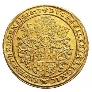 Реверс монеты Лигниц-Бриг, 2 дуката, 1653-1659