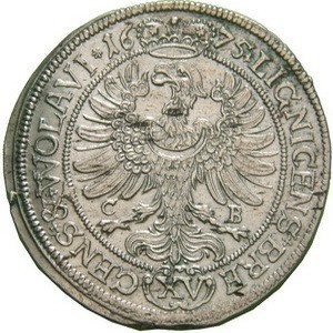 Реверс монеты Лигниц-Бриг, 15 крейцеров, 1675