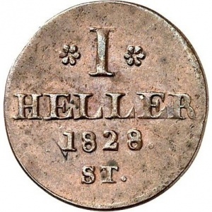 Реверс монеты Липпе, 1 геллер, 1821-1840