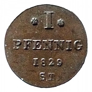 Реверс монеты Липпе, 1 пфенниг, 1828-1840