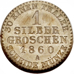 Реверс монеты Липпе, 1 серебряный грош, 1860