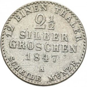 Реверс монеты Липпе, 2½ серебряных гроша, 1847