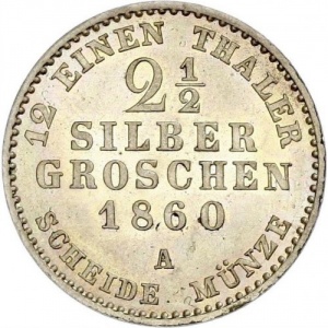Реверс монеты Липпе, 2½ серебряных гроша, 1860