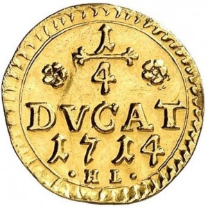 Реверс монеты Липпе, ¼ дуката, 1714-1715