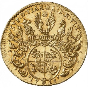 Реверс монеты Липпе, 1 дукат, 1718-1719
