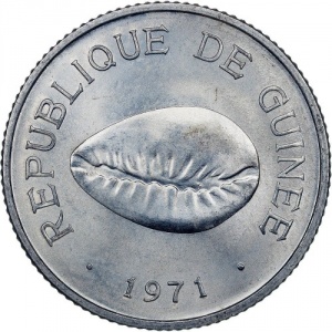 Аверс монеты Гвинея, 50 каури, 1971