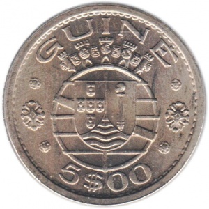Аверс монеты Гвинея-Бисау, 5 эскудо, 1973