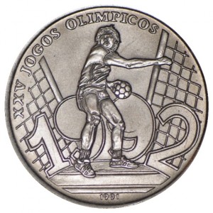 Реверс монеты Гвинея-Бисау, 2000 песо, 1991, XXV Летние Олимпийские игры, Барселона 1992 - Гандбол