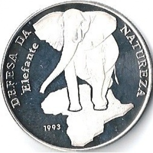 Реверс монеты Гвинея-Бисау, 10.000 песо, 1993, Защита природы - Слон
