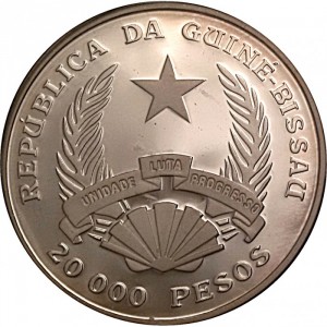Аверс монеты Гвинея-Бисау, 20.000 песо, 1993, Корабль "Пассат"