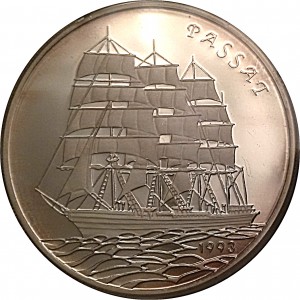 Реверс монеты Гвинея-Бисау, 20.000 песо, 1993, Корабль "Пассат"