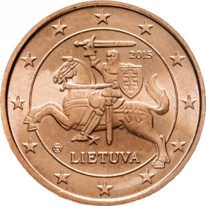 Аверс монеты Литва, 1 евроцент, 2015-2026