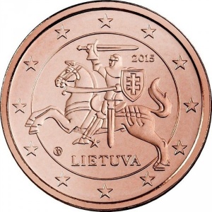 Аверс монеты Литва, 2 евроцента, 2015-2026