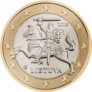 Аверс монеты Литва, 1 евро, 2015-2026