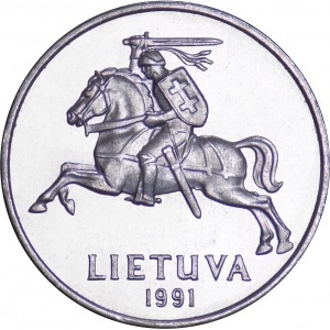 Аверс монеты Литва, 2 цента, 1991