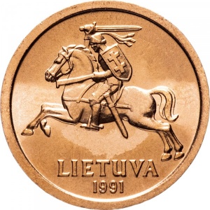 Аверс монеты Литва, 10 центов, 1991
