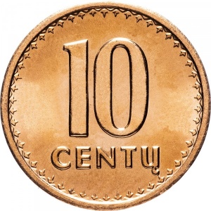 Реверс монеты Литва, 10 центов, 1991