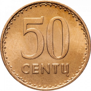 Реверс монеты Литва, 50 центов, 1991