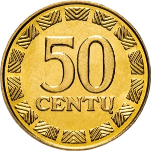 Реверс монеты Литва, 50 центов, 1997-2014