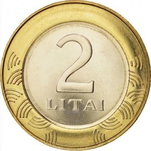 Реверс монеты Литва, 2 лита, 1998-2014
