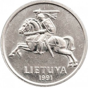 Аверс монеты Литва, 5 лит, 1991